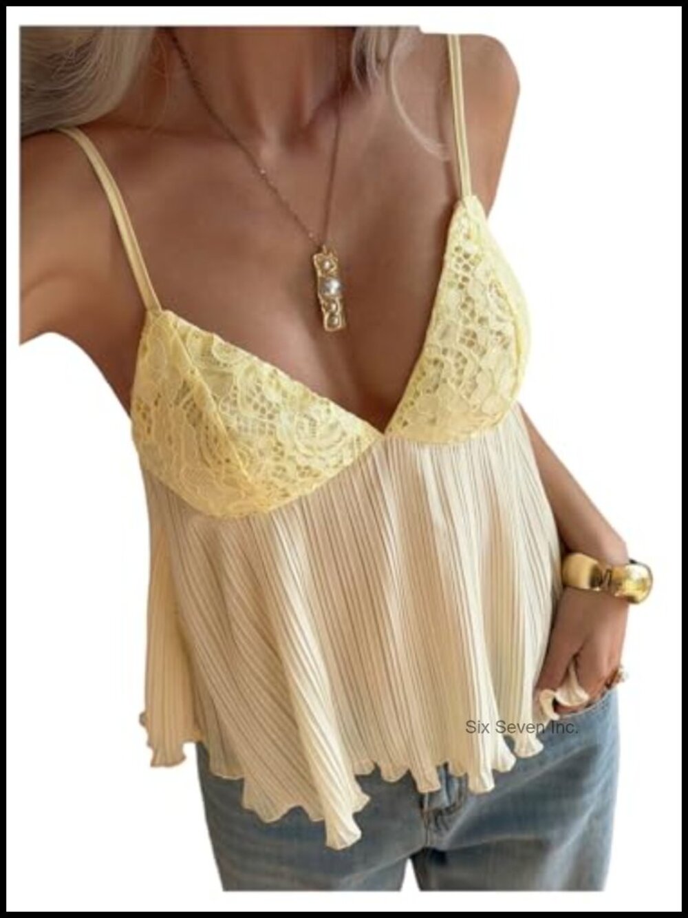 Lace Babydoll Peplum Camisole Top Sleeveless V-Neck Flowy